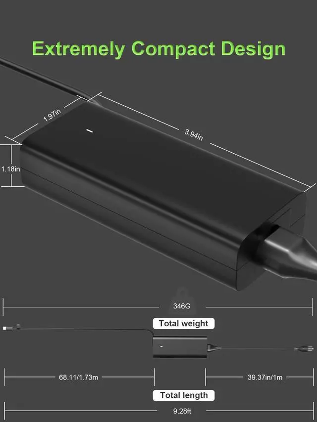 Alt view image 4 of 7 - 65W USB C Charger for  Pro 13 14 16 Xps 12 13 9315 9320 7390 inspiron-7306 5620 5310 7425 Chromebook 3100 3110 Latitude 5410 5330 5420 5440 5450 5430 7410 7400 7420 7320 7430 3520 3420 3440 Laptop