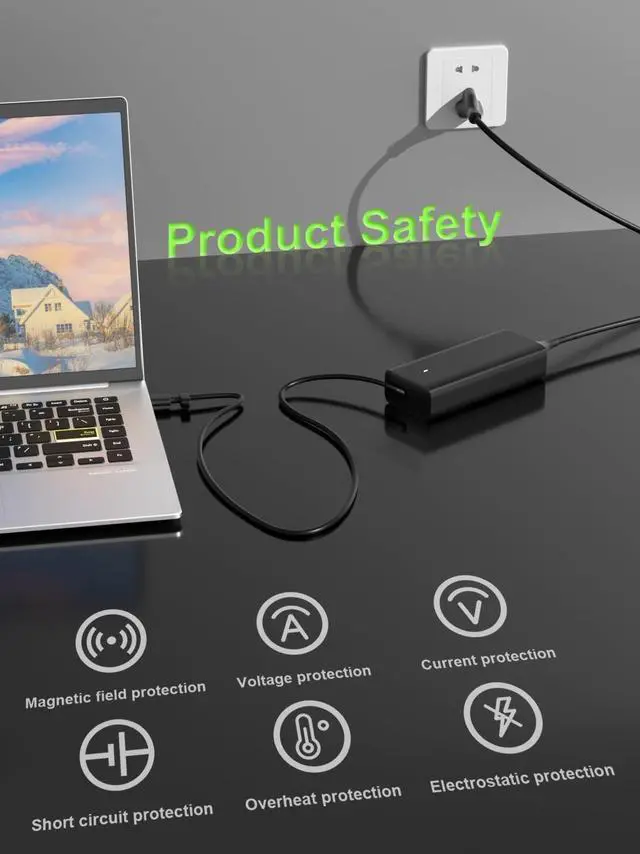 Alt view image 7 of 7 - 65W USB C Charger for  Pro 13 14 16 Xps 12 13 9315 9320 7390 inspiron-7306 5620 5310 7425 Chromebook 3100 3110 Latitude 5410 5330 5420 5440 5450 5430 7410 7400 7420 7320 7430 3520 3420 3440 Laptop