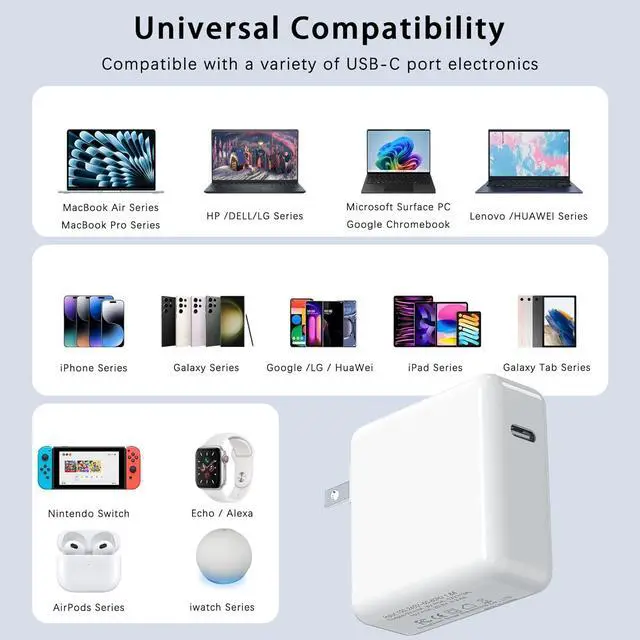 Alt view image 7 of 7 - Mac Book Pro Charger - 100W USB C Charger Compatible with Type C MacBook Pro 16 15 14 13 Inch New MacBook Air 15 inch 2025/2024 iPad Pro and All USB c Device USB C to C Power Adapter