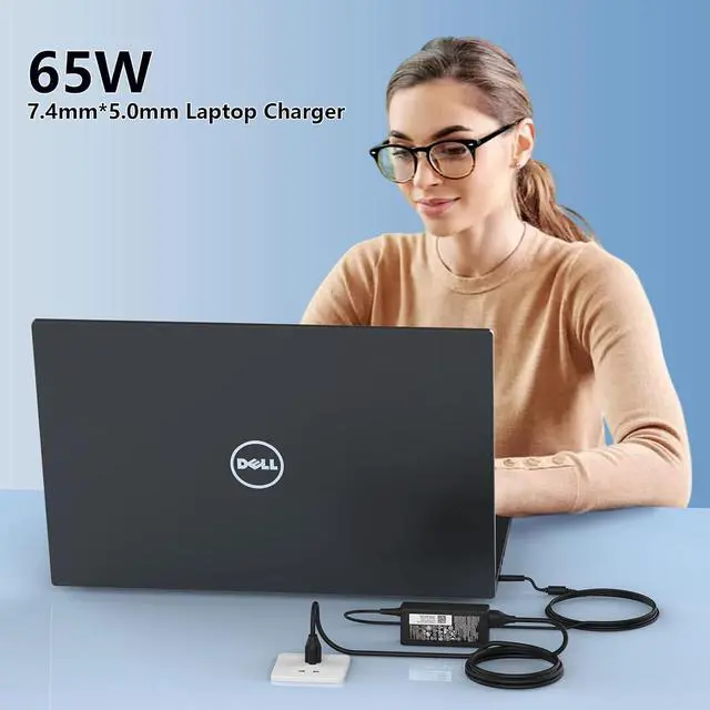Alt view image 6 of 7 - 65W Laptop Charger Fit for  Latitude 5580 7280 7390 7490 E5570 E5470 E7240 E7250 E7470 Chromebook 3180 3189 3120 PA-12 06TM1C 19.5V 3.34A 7.4mm Tip AC Adapter Power Cord