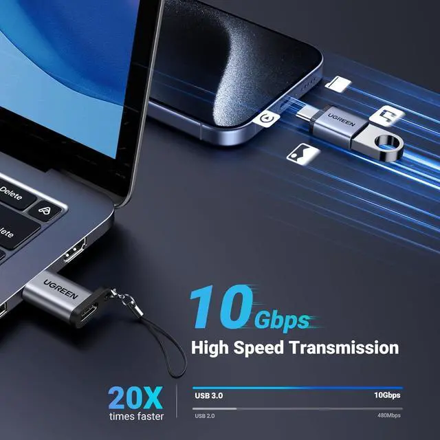 Alt view image 3 of 7 - USB to USB C Adapter 2 Pack 10Gbps USB C Female to USB Male Adapter Thunderbolt Compatible with iPhone 16 15 MacBook iPad  Galaxy  MagSafe Watch 9/8