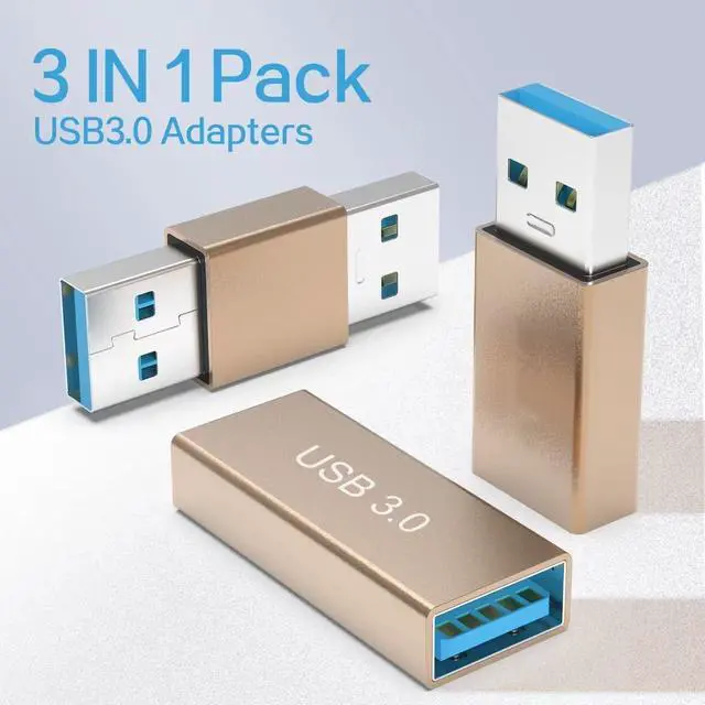 Alt view image 5 of 6 - (3 Pieces) USB 3.0 Adapter kit Support Charging and Data Transfer High Speed Extension Coupler Converter Extender Connector Female to Female Male to Male Male to Female USB Adapter - GOLD