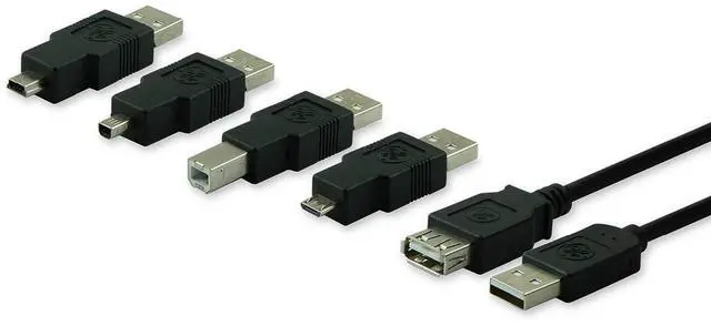 Main image of Universal USB 2.0 Adapter Kit 6ft. A Male to A Female Extension Cable 4 Adapters Included: A Male to B Male 4 Pin 5 Pin A Male to Micro USB 33758