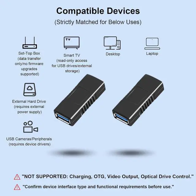 Alt view image 3 of 7 - SuperSpeed USB 3.0 Coupler Adapter Type A Female to Female Bridge Extension Connector (2PCS)