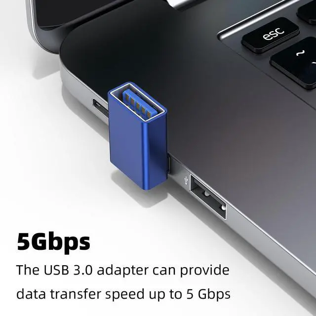 Alt view image 3 of 7 - 90 Degree USB 3.0 Adapter 2 Pack Up and Down Angle USB A Male to Female Converter Extender for PC Laptop USB A Charger Power Bank and More (Blue)