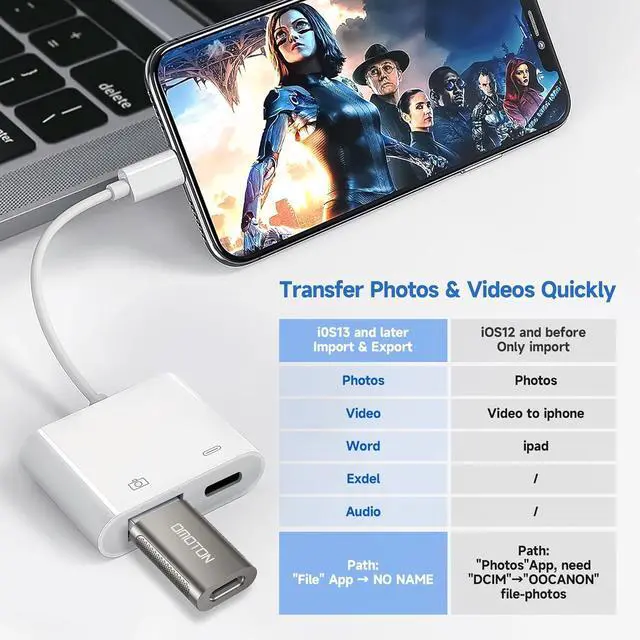 Alt view image 3 of 7 - [ MFi Certified] Lightning to USB Camera Adapter with Charging Port Portable USB 3.0 Female OTG Cable Adapter for Select iPhone iPad Models Support Card Reader USB Flash Drive MIDI Keyboard