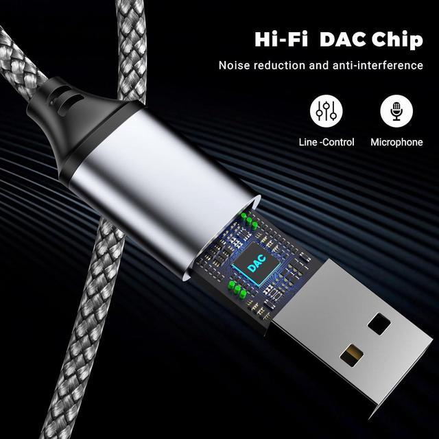 Alt view image 2 of 6 - USB to 3.5mm Jack Audio Adapter USB to Audio Aux Cable External Stereo Sound Card USB to 3.5mm TRRS Female Headset for PS4/PS5/Headphone/Mac/Linux/Laptop/Desktops/Docking Station