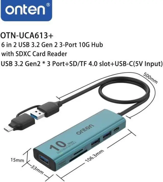 Alt view image 5 of 5 - USB C USB A HUB USB 3.2 GEN 2 10G Speed USB A/USB C to USB A Adapter.with 3 USB A Ports(10G) and UHS-II SD/TF Ports USB C UHS-II SD Card Reader Compatible with SD/SDHC/SDXC/Micro SD