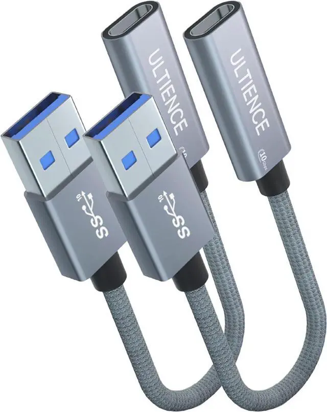 Main image of USB to USB C Cable Adapter 2 Pack USB C Female to USB A Male Adapter - 10Gbps Data Transfer 60W Fast Charging Type-C 3.2 Converter Compatible with Laptops PCs Flash Drives (0.41 Ft Grey)