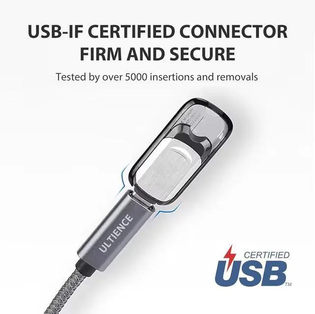 Alt view image 6 of 7 - [10Gbps] High-Speed A to C Adapter with USB to USB C Cable Female  60W Fast Charging and Data Transfer Compatible with Laptop PC Flash Disk Charger (0.41 ft Grey)