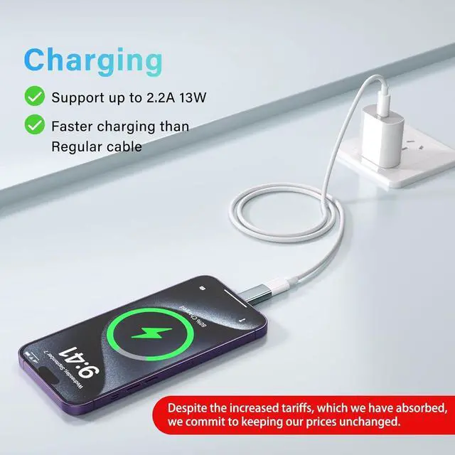 Alt view image 2 of 7 - USB C Type C to Lightning Adapter 4 Pack 1.8-2.2A 15W Fast Charging Support Data Sync Lightning to USB Type C Cable Adapter for iPhone/iPad/for Airpods with Anti-Lost Loop Not for Audio/OTG