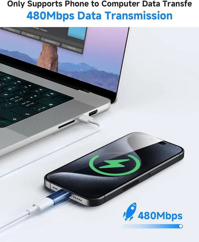 Alt view image 3 of 7 - MFi Certified 27W USB C to Lightning Adapter (2 Pack) - Fast Charging Data Sync Lightning to USB Type C Cable Adapter for iPhone14/13/12 Series iPad AirPods with Anti-Lost Loop Not for Audio/OTG