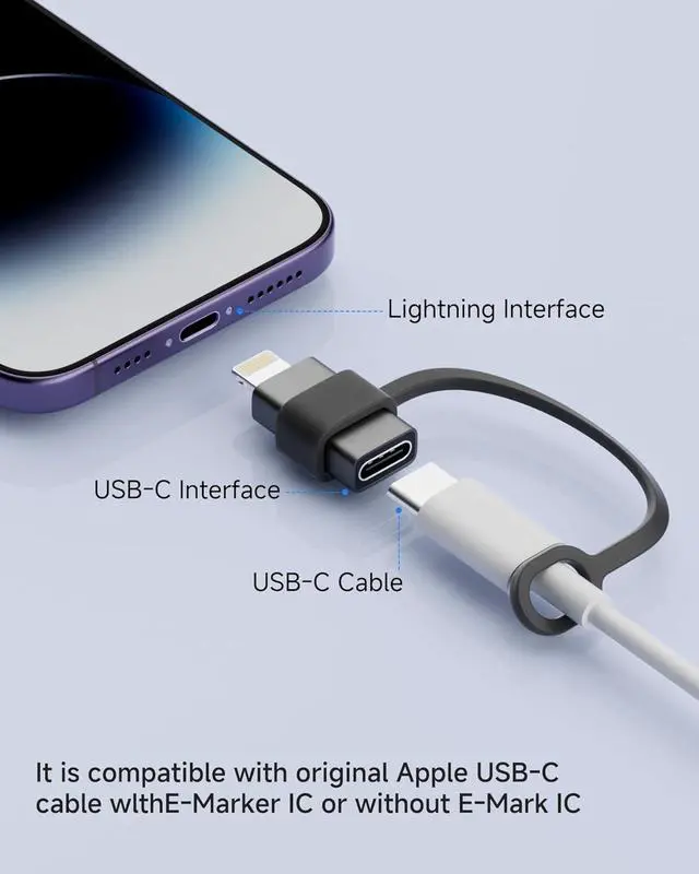 Alt view image 4 of 7 - MFi Certified 27W USB C to Lightning Adapter (2 Pack) - Fast Charging Data Sync Lightning to USB Type C Cable Adapter for iPhone14/13/12 Series iPad AirPods with Anti-Lost Loop Not for Audio/OTG