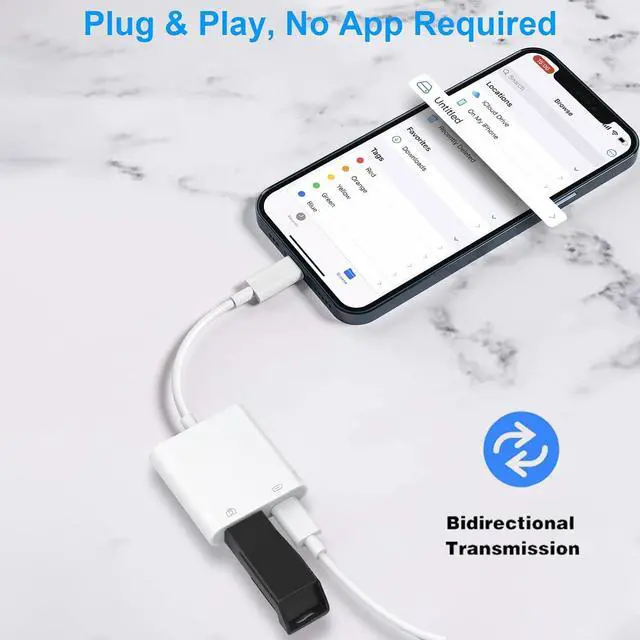 Alt view image 3 of 7 - Lightning to USB Camera Adapter for iPhone [ MFi Certified] USB3.0 Female Adapter for iPad with Charging Port Plug and Play OTG Converter Support Card Reader USB Flash Drives Keyboard