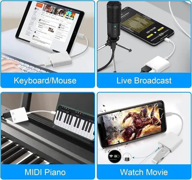 Alt view image 6 of 7 - Lightning to USB Camera Adapter for iPhone [ MFi Certified] USB3.0 Female Adapter for iPad with Charging Port Plug and Play OTG Converter Support Card Reader USB Flash Drives Keyboard