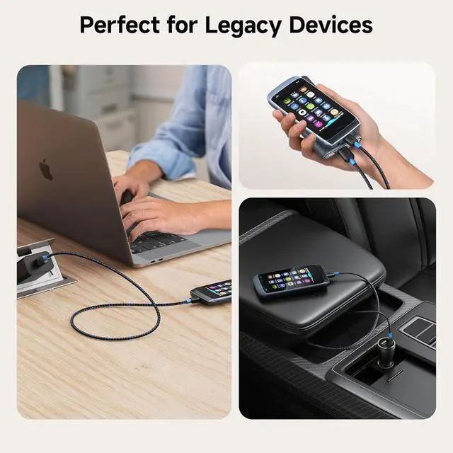 Alt view image 6 of 7 - Braided USB C to Micro USB Cable - 3.3ft [3A/15W Charging 480Mbps Data] MicroUSB to USBC Cable Micro-B 2.0 Cord for Game Controller Camera GPS Dash Cam and More Black