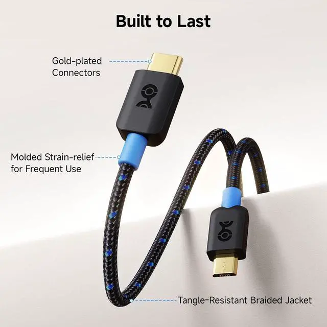 Alt view image 7 of 7 - Braided USB C to Micro USB Cable - 3.3ft [3A/15W Charging 480Mbps Data] MicroUSB to USBC Cable Micro-B 2.0 Cord for Game Controller Camera GPS Dash Cam and More Black