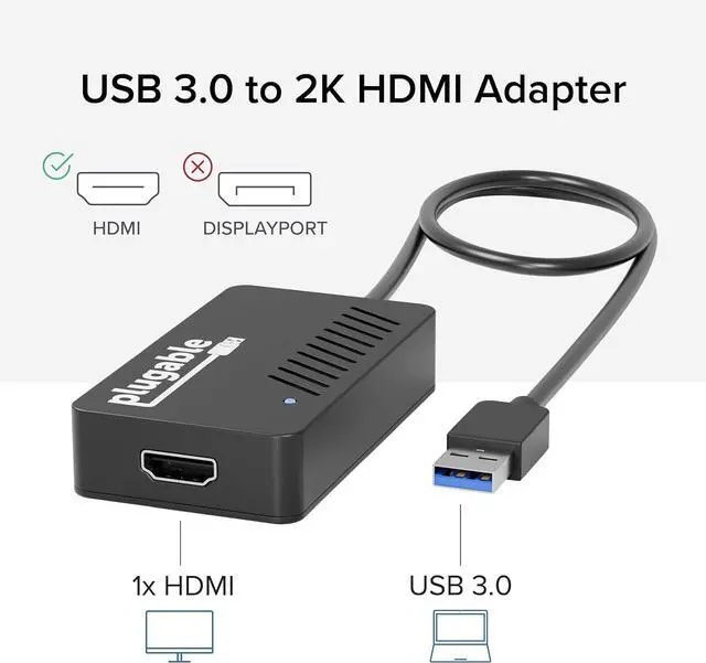 Alt view image 2 of 7 - USB 3.0 to HDMI Video Graphics Adapter with Audio for Multiple Monitors up to 2560x1440 Supports Windows 11 10 8.1 7 XP and Mac