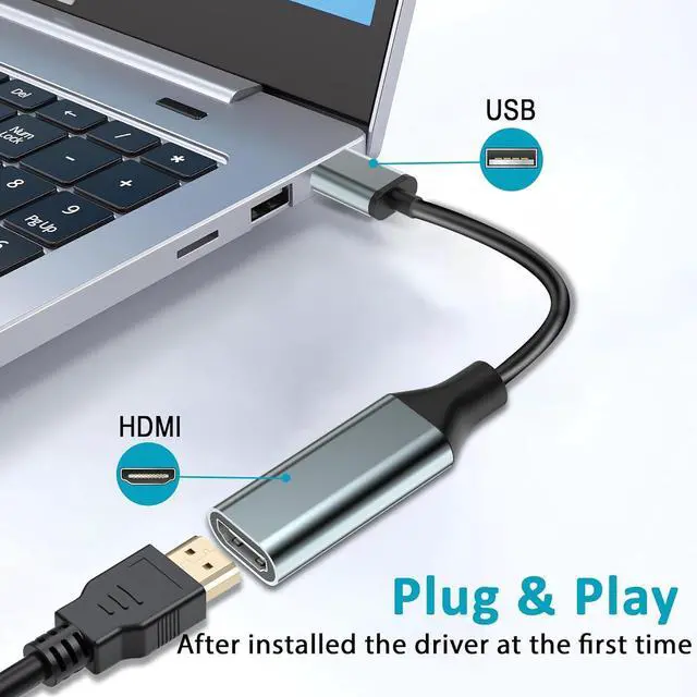 Alt view image 5 of 7 - USB to HDMI Adapter [1080P Full HD] HDMI Adapter for Laptop to Monitor USB 3.0 to TV Screen Converter Connector for MacOS/Windows 11/10/8.1/8/7 Computers Desktops PC MacBook