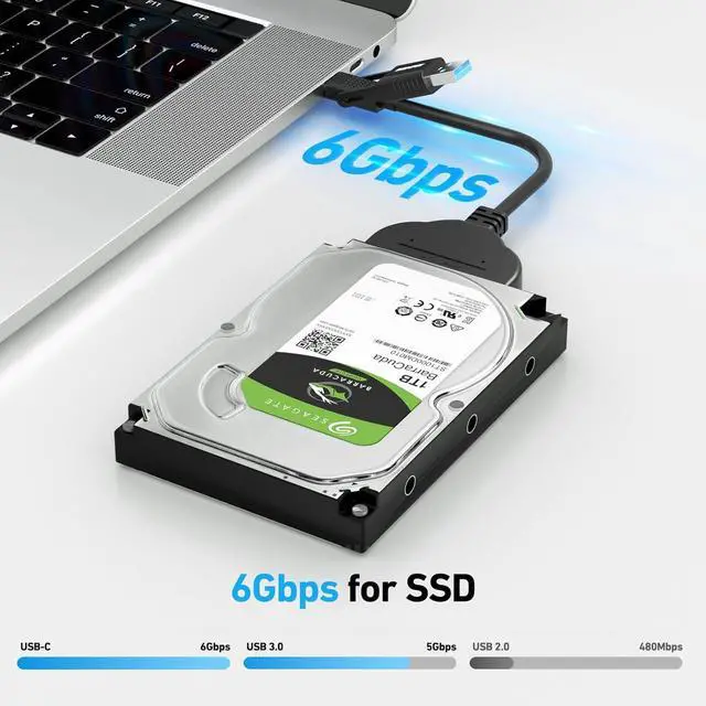 Alt view image 2 of 7 - SATA to USB Cable 2in1 USB-C/USB 3.0 to SATA III Hard Driver Adapter Compatible for 2.5 inch HDD and SSD