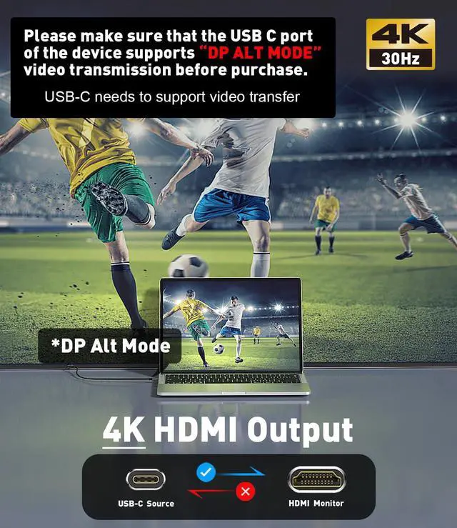Alt view image 2 of 7 - USB C to HDMI Cable 6Ft | 4K High-Speed USB 3.1 Type-C to HDMI Cord [Thunderbolt 3/4/5 Compatible] with MacBook Galaxy S9 to S24 iPhone 15/16 iPad Pro iMac Surface