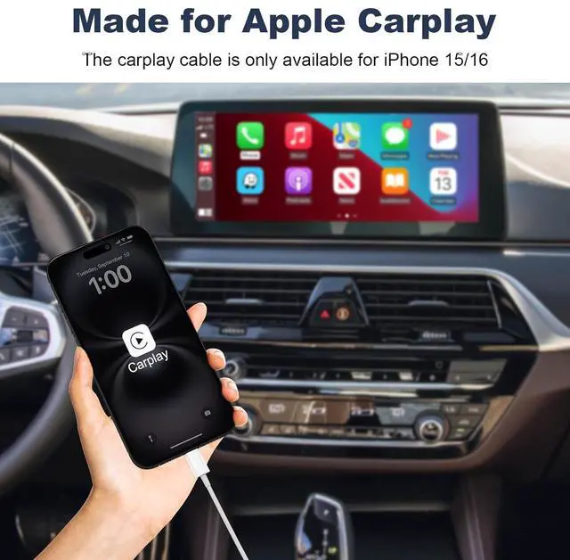 Alt view image 2 of 7 - Car Carplay Cable for iPhone 16 15 Pro Max 16 Plus 3FT USB A to USB C Cord for iPad 10th Gen Pro Air 5th 4th Mini 6th Gen Car Charging Cable