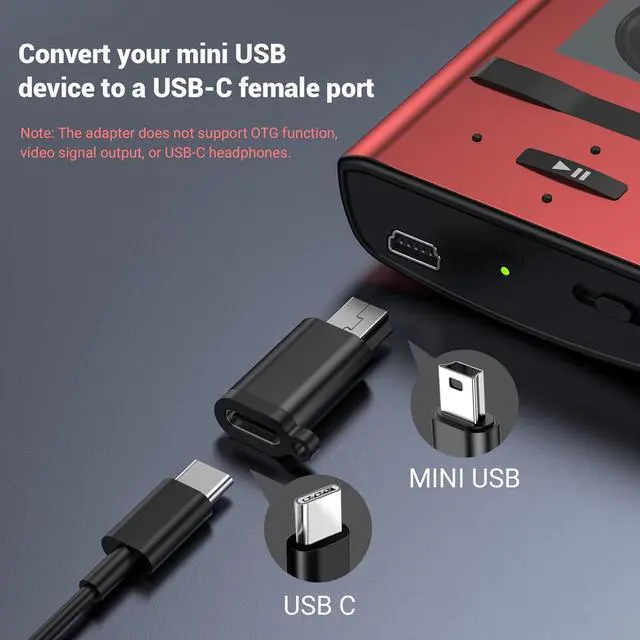 Alt view image 3 of 6 - USB Mini Adapter USB-C to Mini-USB Adapter Type C Female to Mini USB 2.0 Male Converter Connector Support Charge & Data Sync for GPS Receiver/Digital Camera/Dash Cam/MP3 Player etc.(5 Pack)