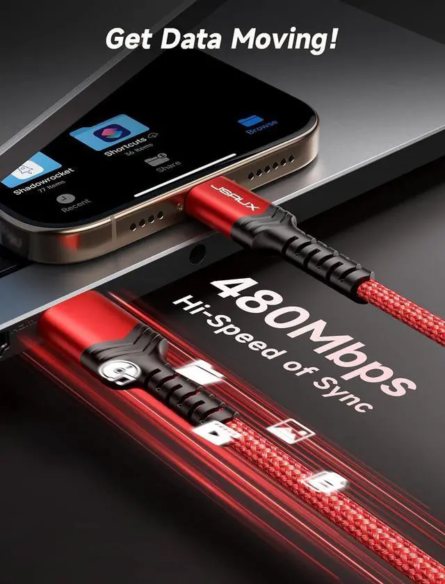 Alt view image 7 of 7 - USB C Cable [2-Pack 6.6ft] USB A to USB Cord 3.1A Fast Charging Compatible with iPhone 16/16 Plus/16 Pro/16 Pro Max/iPhone 16e/iPhone 15 Series  S20 S10 S9 Note 20 10 Car Play - Red