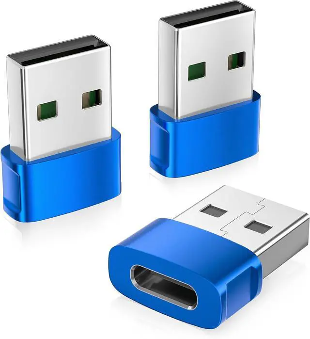 Main image of USB to USB C Adapter 3 Pack Type C Female to A Male Car Charger USBC Block Converter for iPhone 16 16e 15 14 13 Pro Max Plus  Watch 10 Airpods 4 iPad 9 Air 6  Galaxy S25 A54
