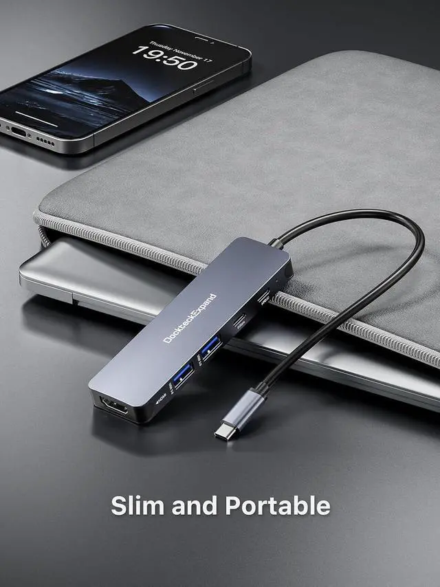 Alt view image 6 of 7 - DockteckExpand USB-C Hub 5-in-1 with 4K HDMI, 100W Power Delivery, 5Gbps USB-C Data Port and 2 5Gbps USB-A Data Ports for MacBook Pro/Air, iPad Pro/Air, Dell XPS