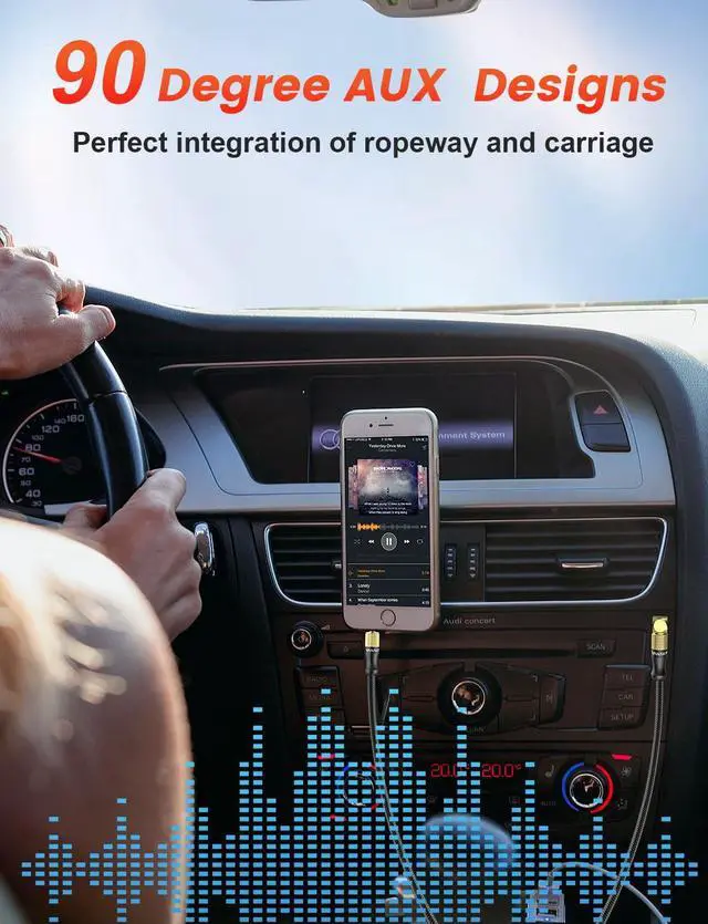 Alt view image 2 of 7 - 3.5mm Audio Cable 90 Degree Right Angle Auxiliary Cable Stereo Aux Jack to Jack Cord Compatible for Mp3 Player Car Stereos Smartphone Speakers Headphone and More (9.8ft/3m)