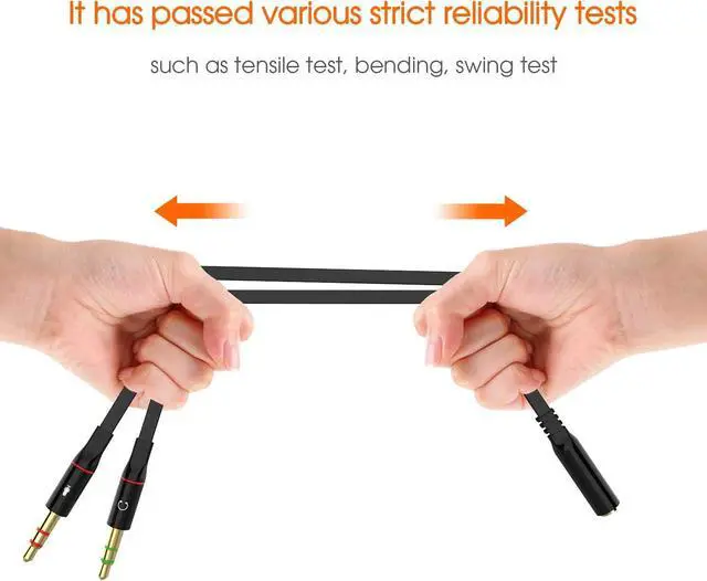Alt view image 2 of 7 - Headphone Splitter Adapter 3.5mm Mic Cable for Computer Headset 3.5mm Female to 2 Dual Male Microphone Audio Stereo Jack Earphones Port to Gaming Speaker PC
