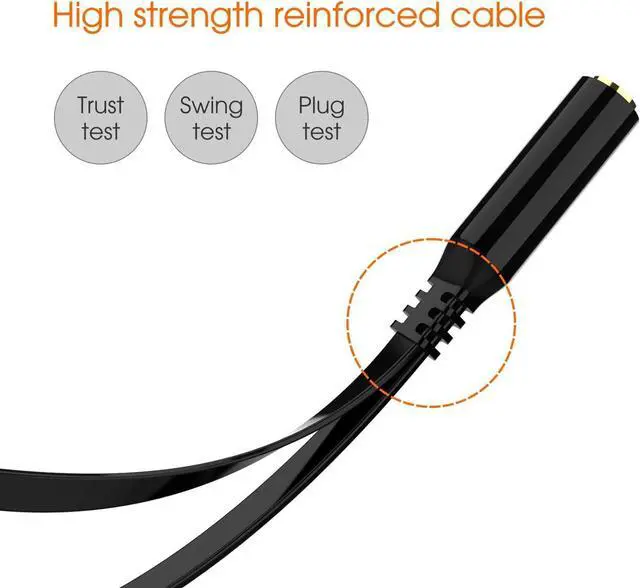 Alt view image 6 of 7 - Headphone Splitter Adapter 3.5mm Mic Cable for Computer Headset 3.5mm Female to 2 Dual Male Microphone Audio Stereo Jack Earphones Port to Gaming Speaker PC