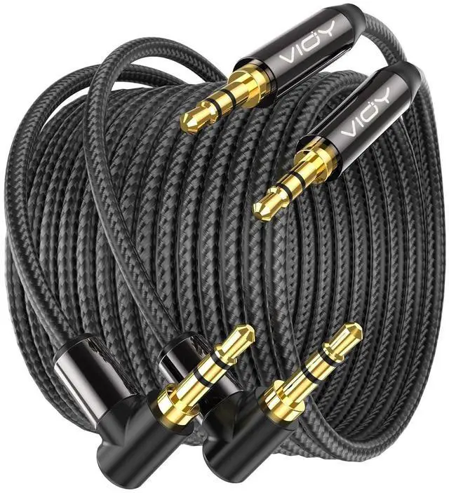 Main image of Aux Cord 10 FT + 10 FT 3.5 mm Audio Cable Right Angle-1/8 Male to Male Headphone Auxiliary Stereo Jack Cable 90 Degree for Car Compatible with Headphone Car Stereo Speaker Echo & More