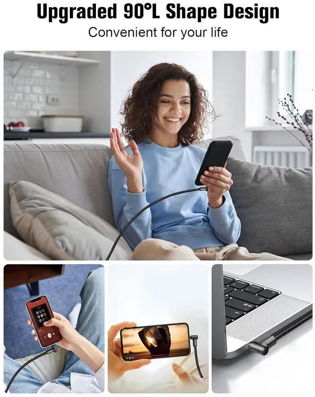 Alt view image 4 of 7 - Aux Cord 10 FT + 10 FT 3.5 mm Audio Cable Right Angle-1/8 Male to Male Headphone Auxiliary Stereo Jack Cable 90 Degree for Car Compatible with Headphone Car Stereo Speaker Echo & More