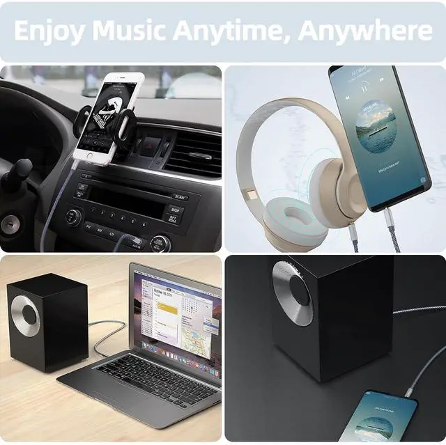 Alt view image 7 of 7 - 3.5mm Nylon Braided Aux Cable 3FT Audio Auxiliary Input Adapter Male to Male Cord for Headphones Car Home Stereos Speaker iPhone iPad iPod Echo & More