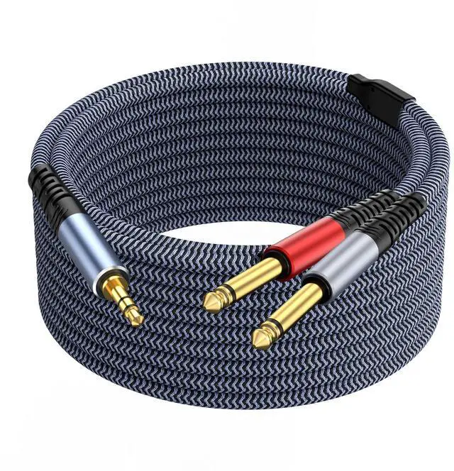Main image of 1/8 Stereo to Dual 1/4 Mono Cable 6ft 3.5mm to Dual 1/4 Cable 1/8 inch TRS Stereo to Dual 1/4 inch Splitter