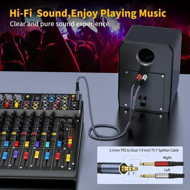 Alt view image 2 of 7 - 1/8 Stereo to Dual 1/4 Mono Cable 6ft 3.5mm to Dual 1/4 Cable 1/8 inch TRS Stereo to Dual 1/4 inch Splitter