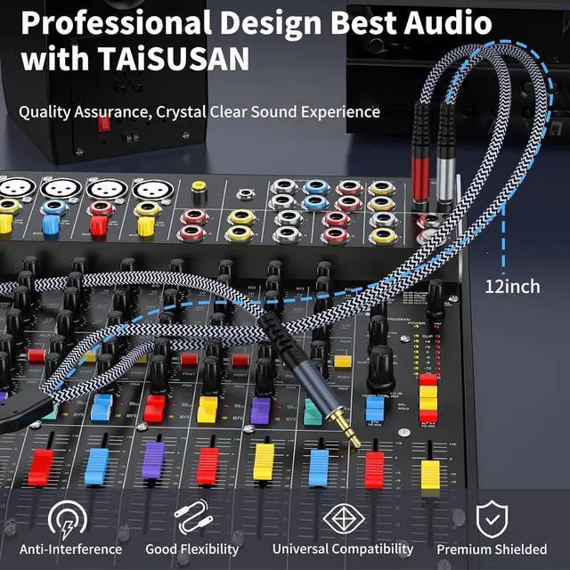 Alt view image 7 of 7 - 1/8 Stereo to Dual 1/4 Mono Cable 6ft 3.5mm to Dual 1/4 Cable 1/8 inch TRS Stereo to Dual 1/4 inch Splitter