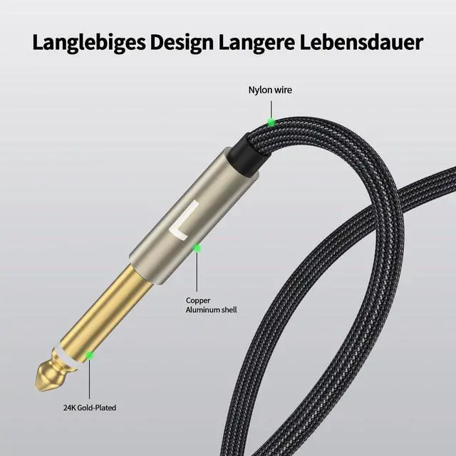 Alt view image 6 of 7 - 1/4 inch TRS Stereo Y-Splitter Insert Cable 1/4 Inch Male Jack to Dual 1/4inch(6.35mm) Male TS Mono Breakout Cable Audio Patch Cord - 3.3 Feet