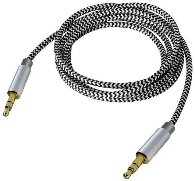 Main image of 3.5mm Stereo Audio Cable Extension Male to Male Nylon Braided 10ft/3m Tangle-Free AUX Cable for Headphones iPods iPhones iPads Home/Car Stereos and More (Black)
