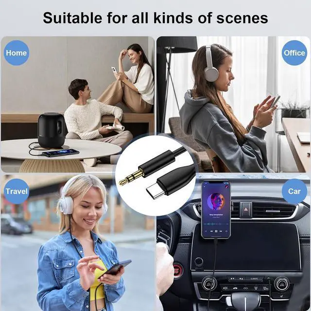 Alt view image 7 of 7 - USB C to 3.5mm Audio Aux Cable Adapter for  Galaxy A16 A15 A56 A14 S25 Ultra S24 S23 S22 S21 S20 3FT Type C to Headphone Male Cord Hi-Fi Stereo Car Auxiliary Cable for iPhone 16e 16 15 Pro Max