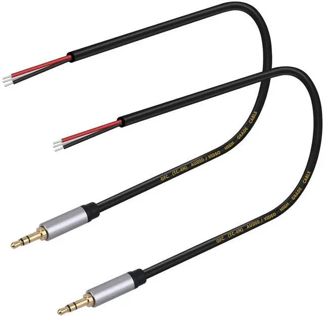 Alt view image 2 of 5 - 2-Pack Replacement 3.5mm Male Plug to Bare Wire Open End TRS 3 Pole Stereo 1/8 3.5mm Plug Jack Connector Audio Cable for Headphone Headset Earphone Cable Repair