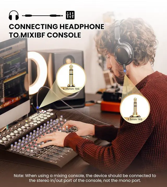Alt view image 5 of 7 - 1/8 to 1/4 Stereo Cable 3.5mm to 1/4 Adapter Aux Cord Stereo Audio Cable for Guitar Keyboard Piano Laptop Home Theater Devices Speaker and Amplifiers Nylon Braid-3ft