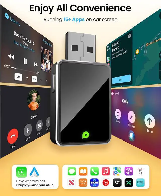 Alt view image 3 of 7 - Wireless CarPlay Adapter One Click Multi Device Switching Seamless Connection Convert Wired to Wireless carplay Compatible with iOS 10+ Android 11+ 2018 and Later Models