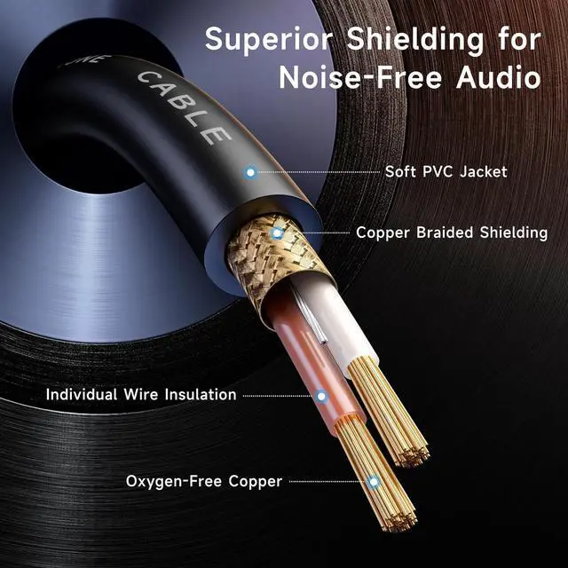 Alt view image 7 of 7 - 3.5mm to XLR Cable - 6ft Male to Male XLR to 1/8 Inch Cable Compatible with iPod MP3 Player Laptop Voice Recorder and More Black  Not for Microphone Use
