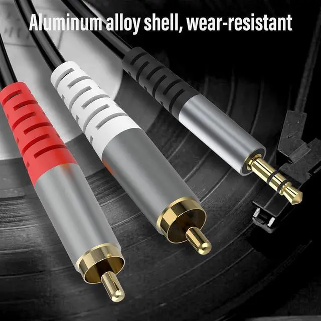 Alt view image 4 of 6 - RCA to 3.5mm AUX Cable (2M/6.6Feet) 3.5mm 1/8 to RCA 2-Male Headphone Jack Adapter Y Splitter Premium Stereo Audio Cord for Smartphones Tablets HDTV or MP3 Players Speakers