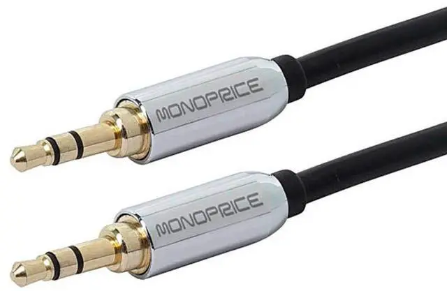 Main image of Audio Cable - 10 Feet - Black | 3.5mm Stereo Male to 3.5mm Stereo Male Gold Plated Cable for Mobile