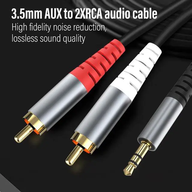 Alt view image 3 of 6 - RCA to 3.5mm AUX Cable (2M/6.6Feet) 3.5mm 1/8 to RCA 2-Male Headphone Jack Adapter Y Splitter Premium Stereo Audio Cord for Smartphones Tablets HDTV or MP3 Players Speakers