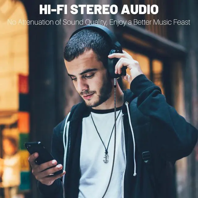 Alt view image 5 of 7 - Aux to USB C Cable 4 FT USB C to 3.5mm Audio Aux Jack Cable Hi-Fi Stereo Cord Headphone Car Auxiliary Cable Compatible with iPhone 16/15 Plus/Pro/Pro Max Galaxy S24/23 iPad Pro Air Pixel 9